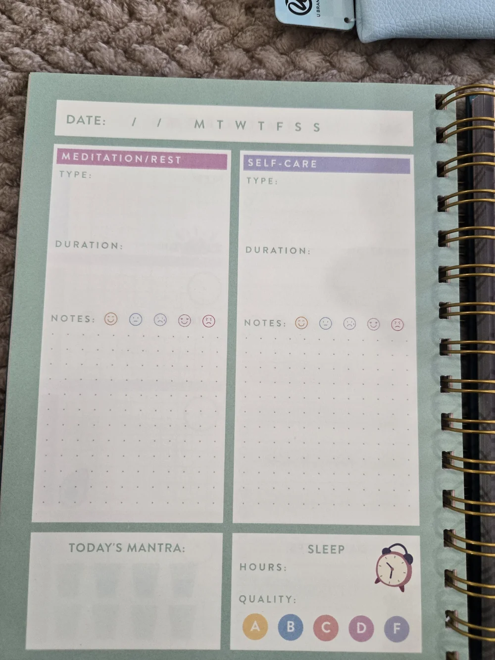 Greenroom Guided Fitness Journal + Not Today Stress Pencil Pouch NWT